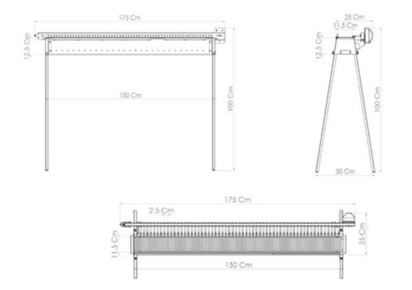 TECNOROAST GRILL 60 SINGLE dimensions